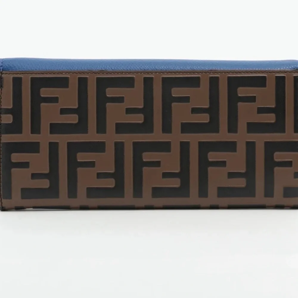 Fendi Logo Embossed F is Fendi Wallet Tobacco Blue 8M0251 - Picture 2 of 10